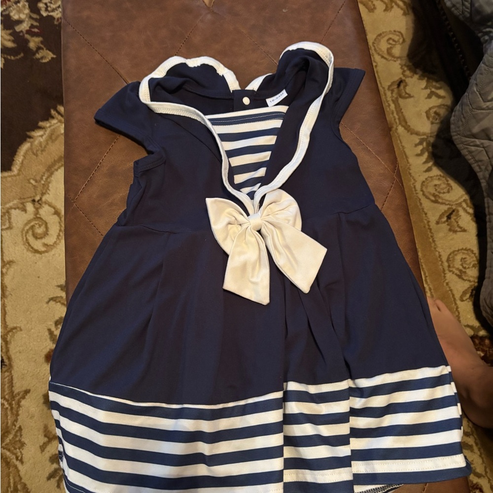 Navy and White Striped Kids Dress